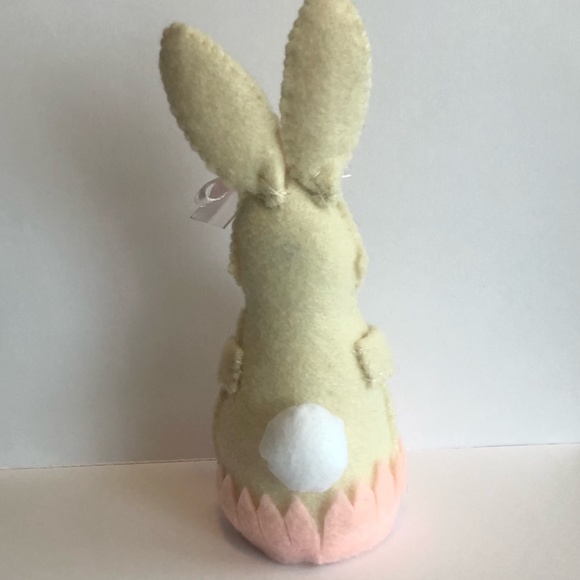 Hand-Sewn Bunny Art Doll with Pink Roses Hand Made - Picture 3 of 7